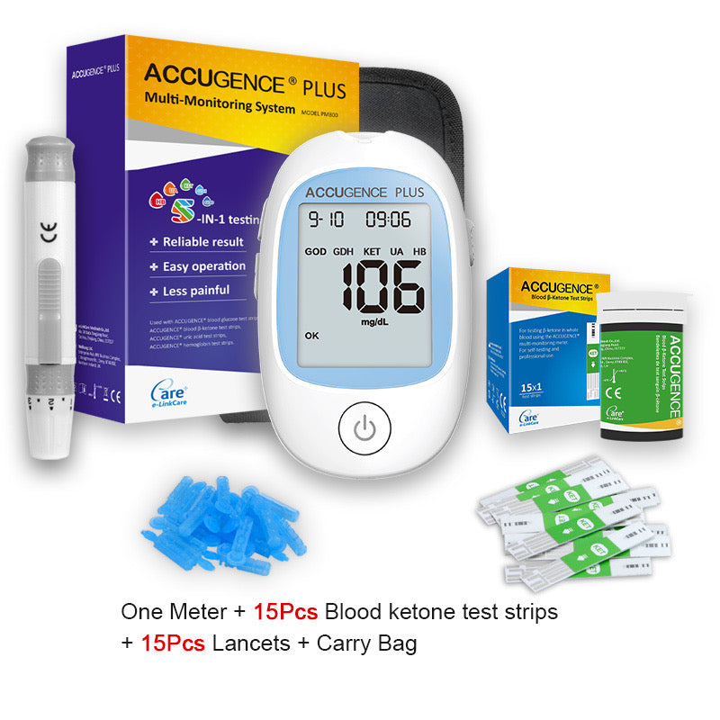 ACCUGENCE PLUS Multi Monitoring Meter 4in1 Test (Blood Glucose, Ketone Uric Acid, Hemoglobin) Set