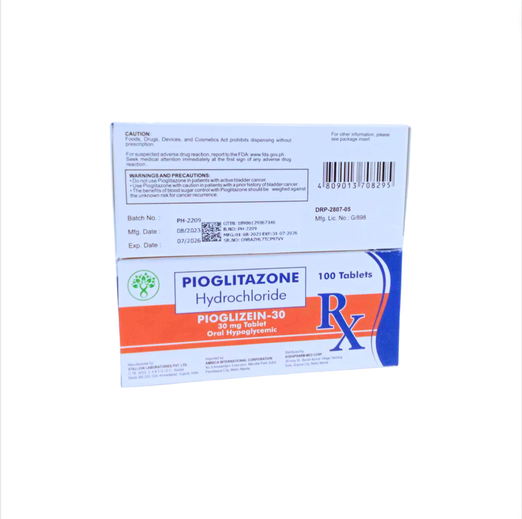 Pioglitazone 30mg Tablet x 30 Monthly Maintenance Dose