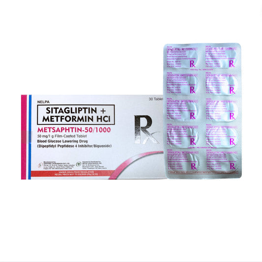 Sitagliptin + Metformin 50mg/1000mg. Tablet x 1s