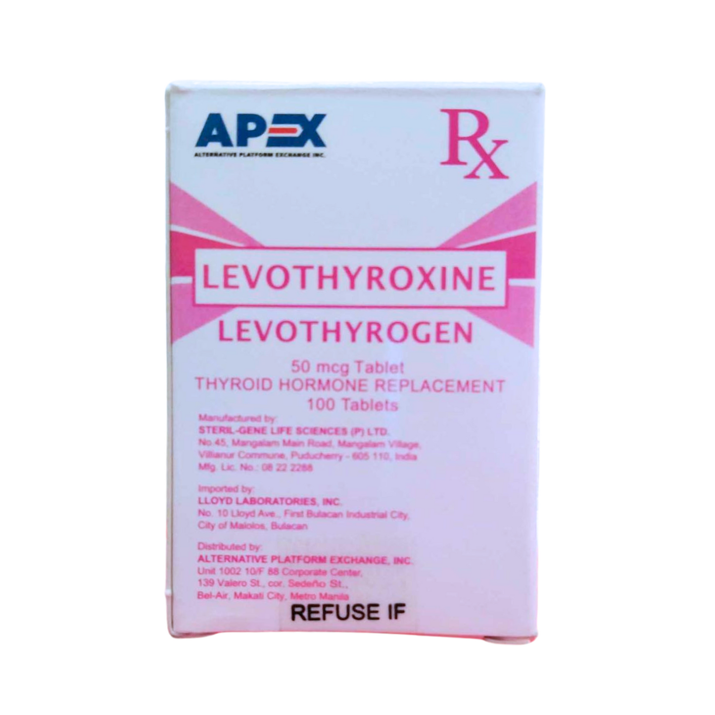 Levothyroxine 50mcg. Tablet x 1