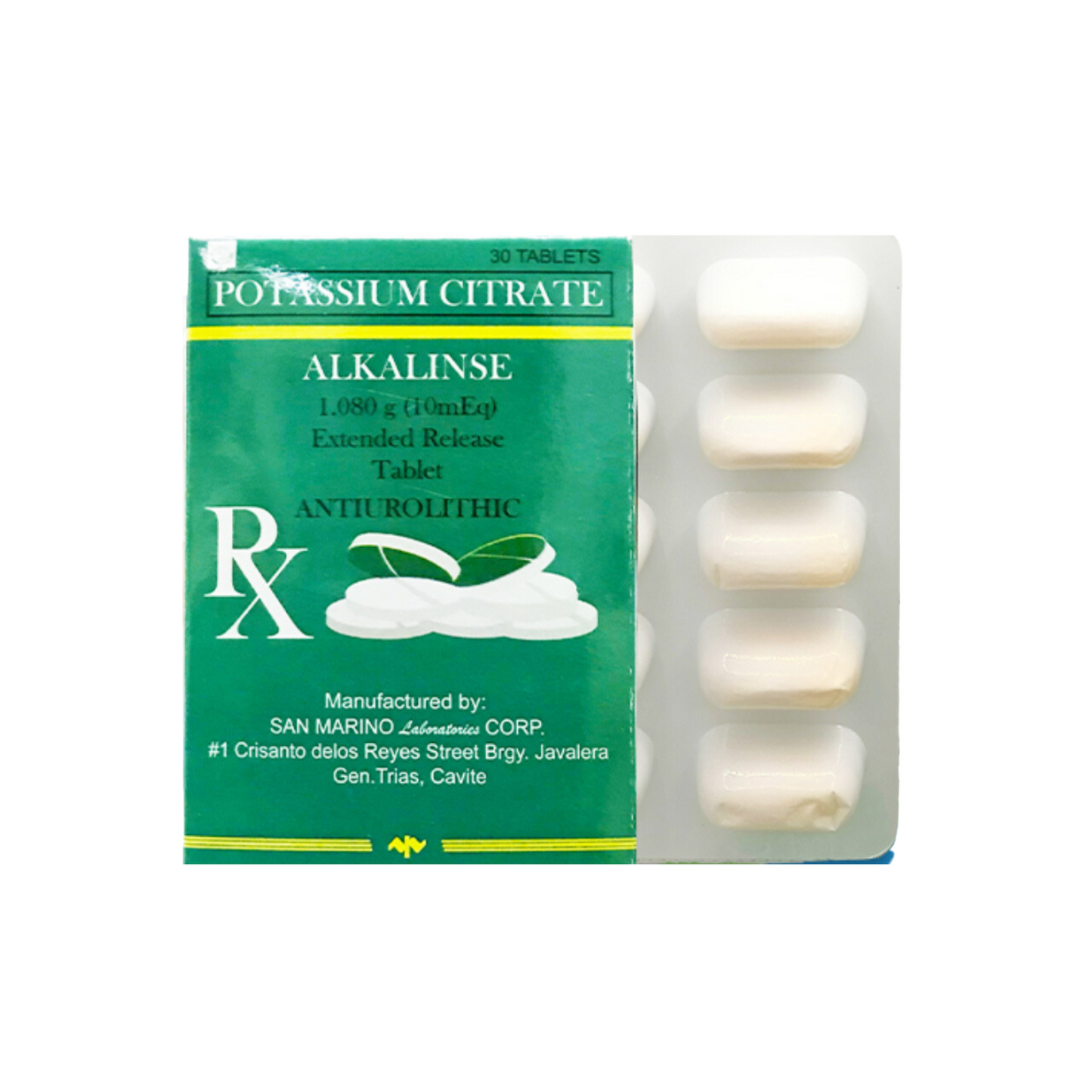 Potassium Citrate 1080mg (10Meq) Tablet x 30 Monthly Maintenance Dose