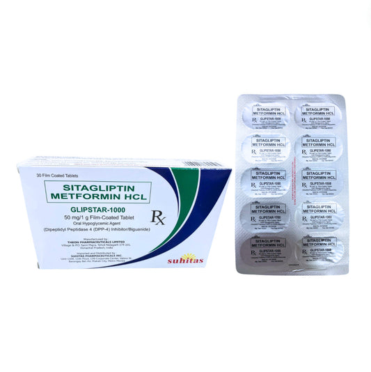 Sitagliptin + Metformin 50mg/1000mg. Tablet x 1s