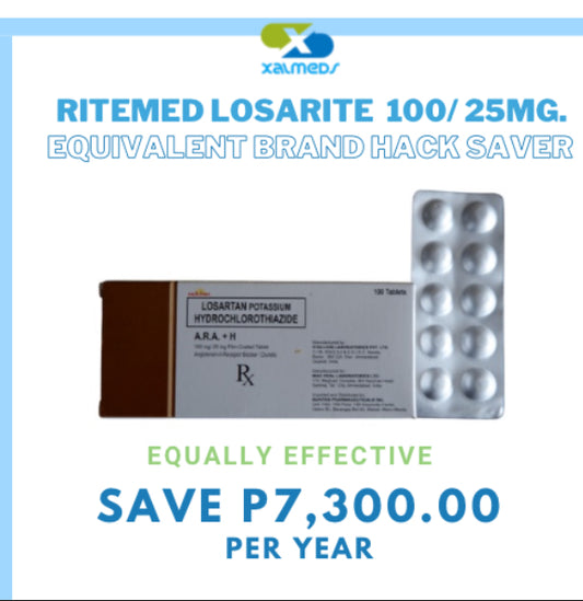 Ritemed Losarite (Losartan + Hydrochlorothiazide) 100mg/25mg Tablet x 1