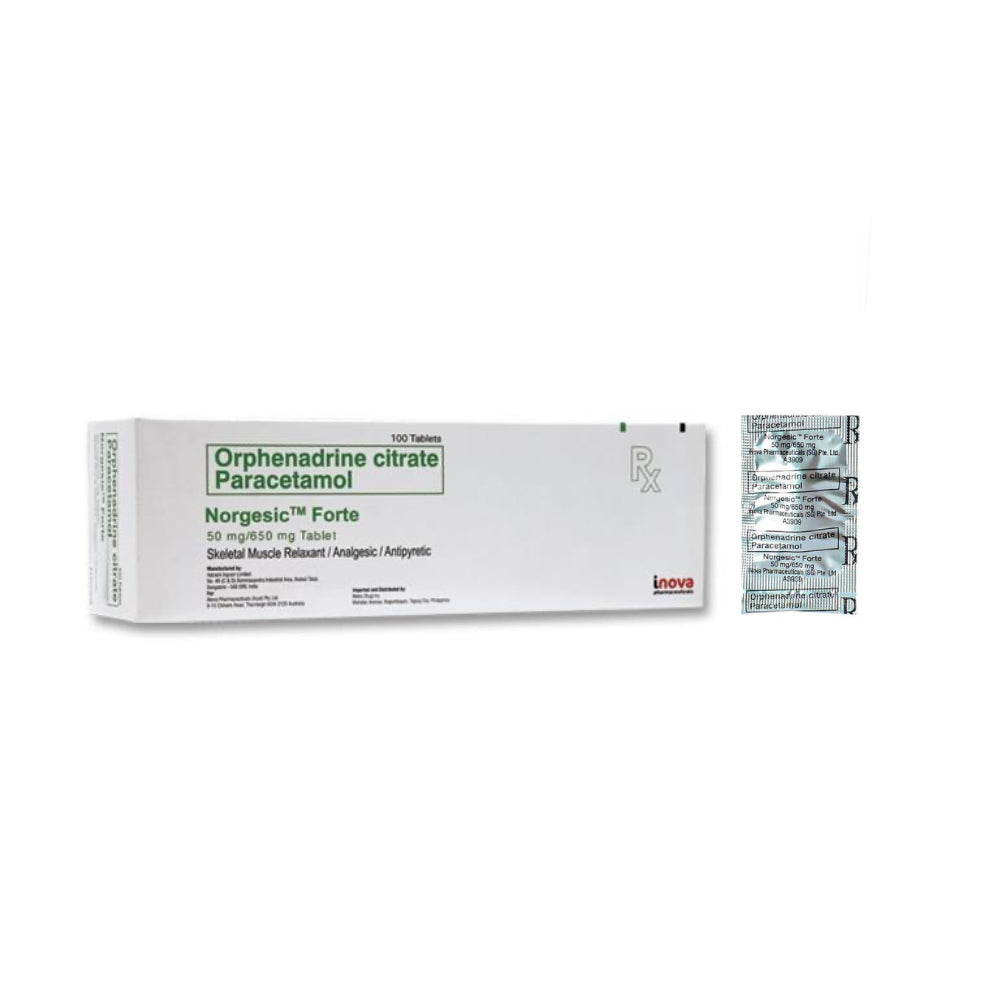 Forgesic Norgesic Forte (Paracetamol+Orphenadrine) 650mg/50mg. Tablet – XalMeds