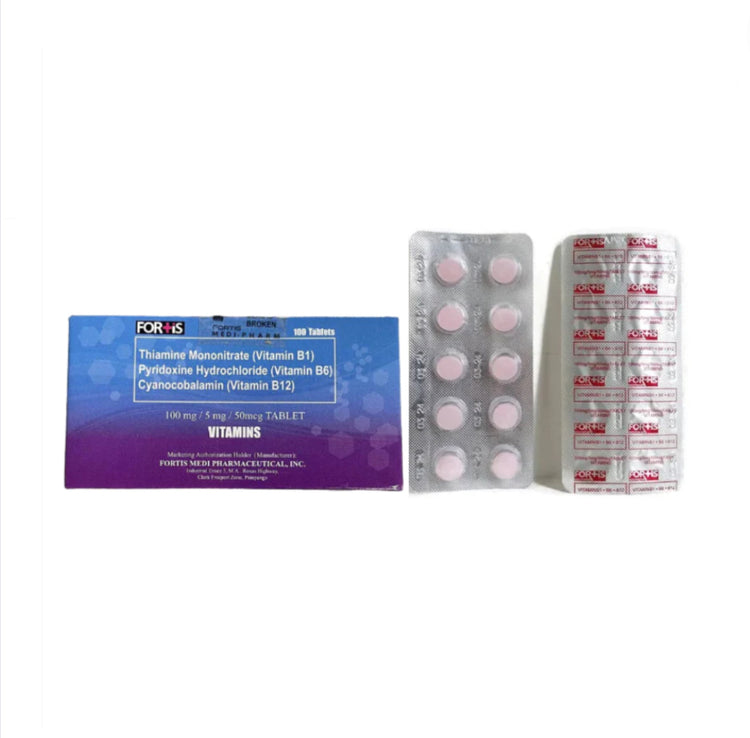 Ritemed Vitamin B Complex (B1+B6+B12) 100mg/5mg/50mcg Tablet XalMeds