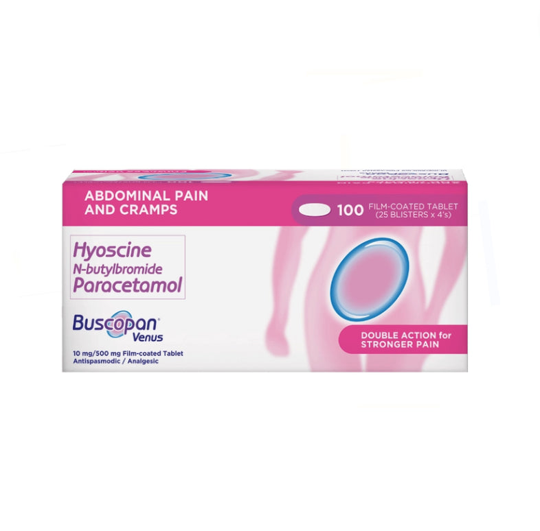 BUSCOPAN VENUS Hyoscine N-Butylbromide+ Paracetamol 10mg/500mg  Tablet x 1