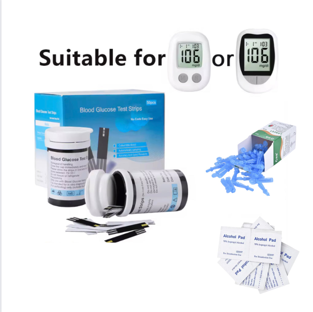 Blood Glucose Test Strips x 25s or 50s with Free Lancets and Alcohol Pads