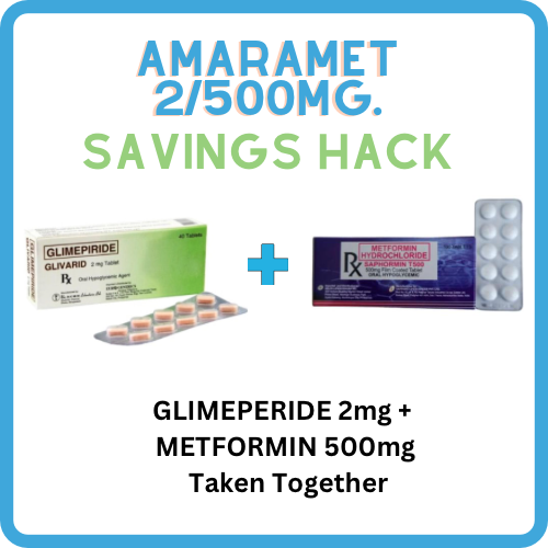 AMARAMET ( Glimeperide + Metformin ) 2mg/500mg Tablet x 1