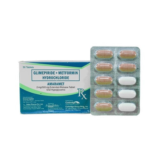 AMARAMET ( Glimeperide + Metformin ) 2mg/500mg Tablet x 1