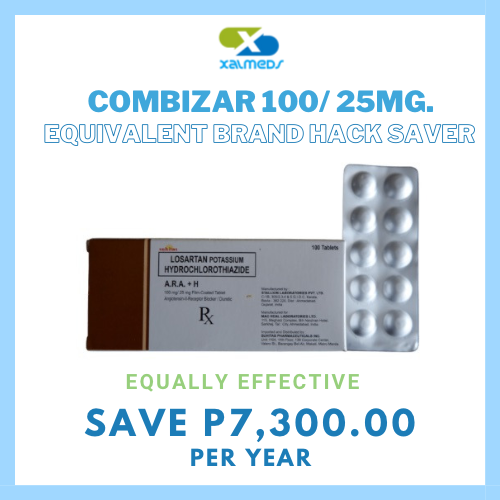 Combizar (Losartan + Hydrochlorothiazide) 100mg/25mg Tablet x 1 - XalMeds