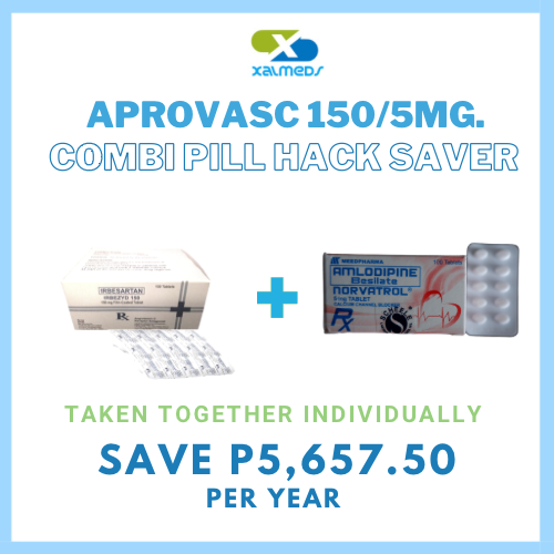 APROVASC Irbesartan + Amlodipine 150mg/5mg Tablet x 1