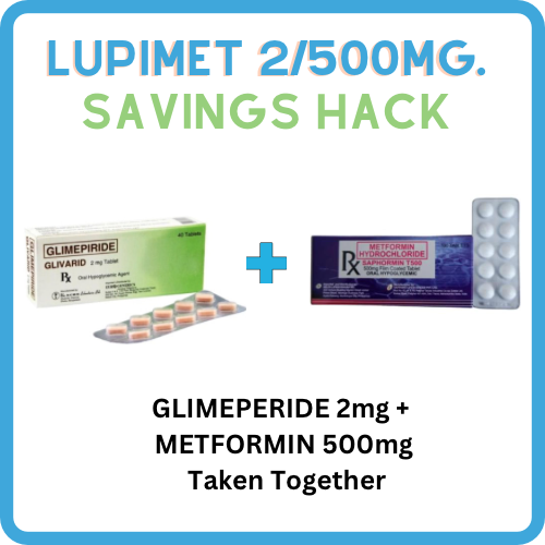 LUPIMET ( Glimeperide + Metformin ) 2mg/500mg Tablet x 1