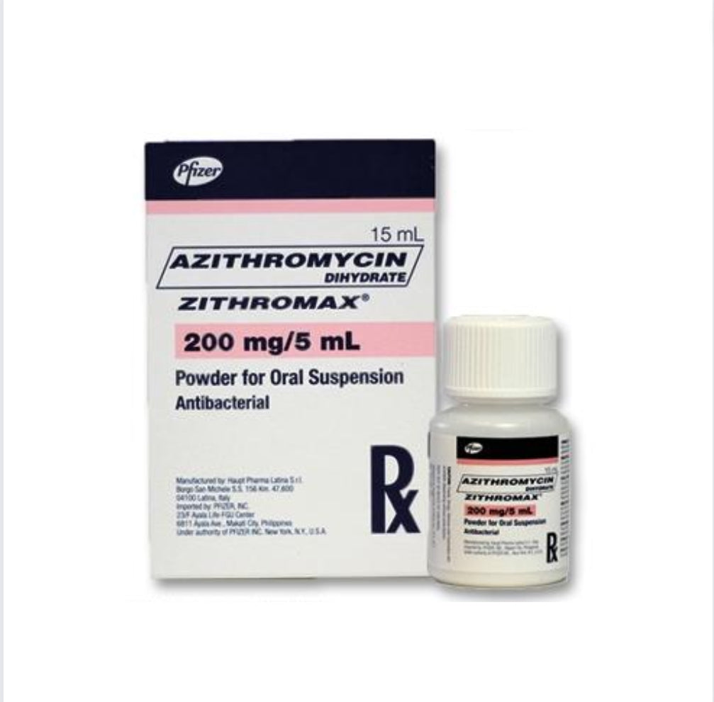 ZITHROMAX ( Azithromycin ) 200mg/5ml Suspension Liquid 15ml. bottle x 1