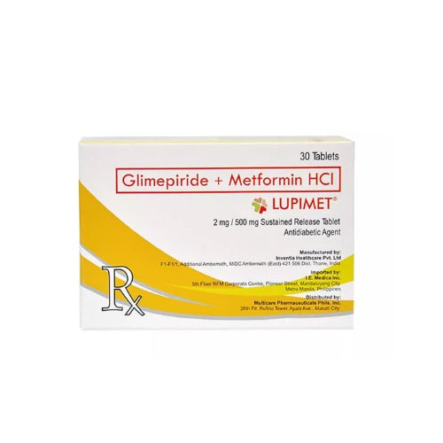 LUPIMET ( Glimeperide + Metformin ) 2mg/500mg Tablet x 1