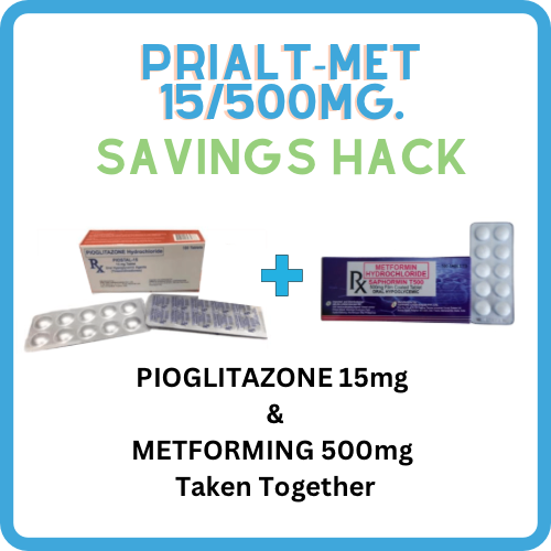 PRIALTA-MET ( Pioglitazone + Metformin ) 15mg/500mg Tablet x 1