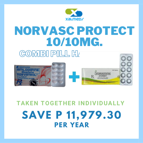 Norvasc Protect/Caduet (Amlodipine+Atorvastatin) 5mg./10mg. Tablet x1