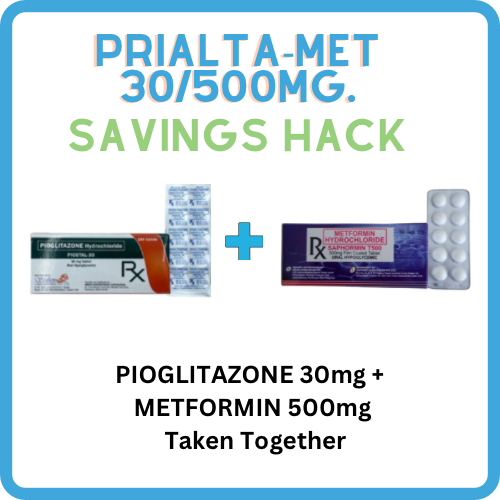 PRIALTA-MET ( Pioglitazone + Metformin ) 30mg/500mg Tablet x 1