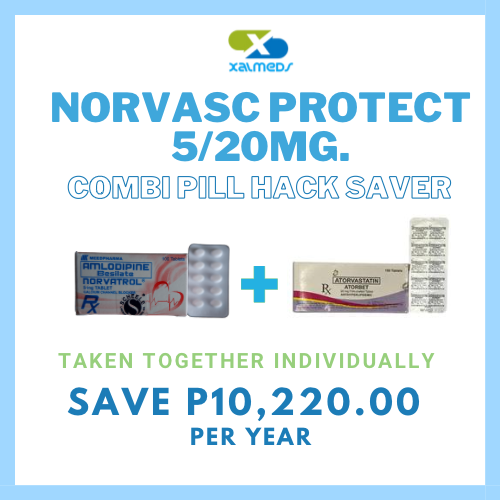Norvasc Protect/Caduet (Amlodipine+Atorvastatin) 5mg./20mg. Tablet x1