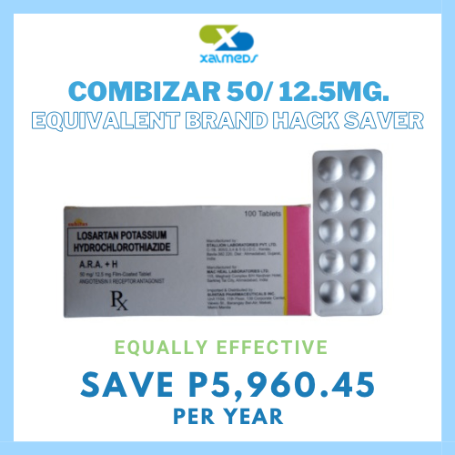 Combizar (Losartan + Hydrochlorothiazide) 50mg/12.5mg Tablet x 1 - XalMeds