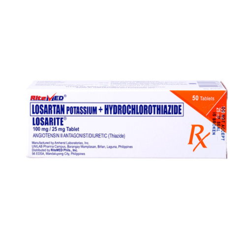 Ritemed Losarite (Losartan + Hydrochlorothiazide) 100mg/25mg Tablet x 1