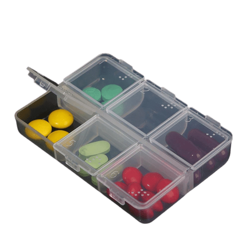 6 Cell Clear Plastic Pill Storage Box - XalMeds